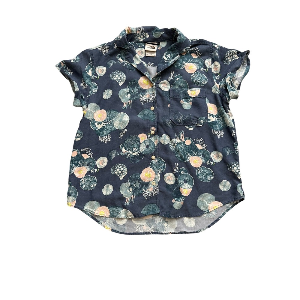 Gorpcore The North Face Jellyfish Print Button Down Shirt Medium Navy Blue